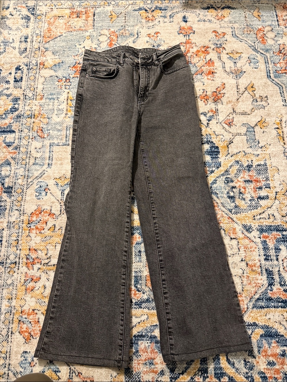 RW&CO. Charcoal Gray Wide-Leg Jeans